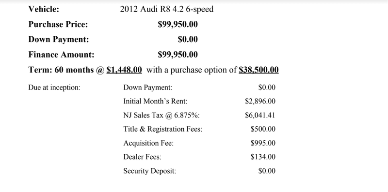 Illustration for article titled Check Out The Absolutely Insane Interest On This Exotic Car Lease